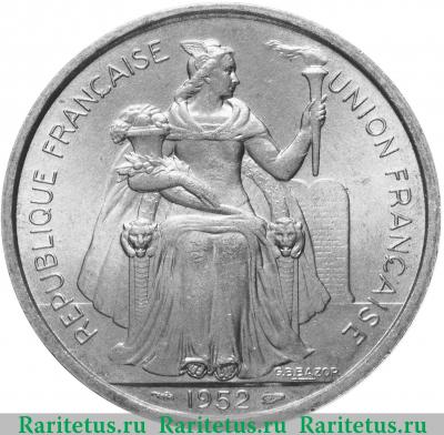 5 франков (francs) 1952 года  Французская Океания