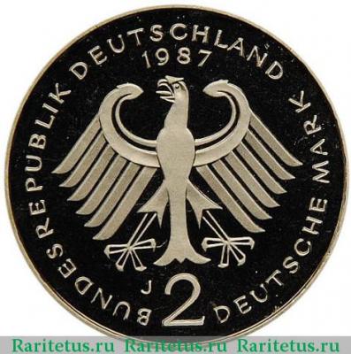 2 марки (deutsche mark) 1987 года J  Германия