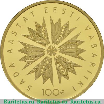 Реверс монеты 100 евро (euro) 2018 года   Эстония proof