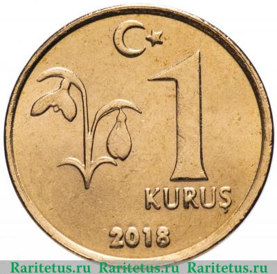 Реверс монеты 1 куруш (kurus) 2018 года   Турция
