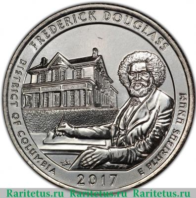 Реверс монеты 25 центов (квотер, 1/4 доллара, quarter dollar) 2017 года D дом Дугласа США