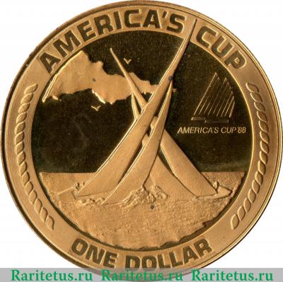 Реверс монеты 1 доллар (dollar) 1988 года   Американское Самоа proof