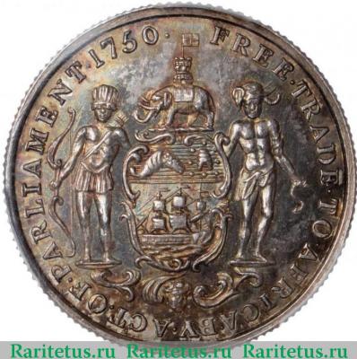 Реверс монеты 1/2 акки (ackey) 1818 года   Британский Золотой берег