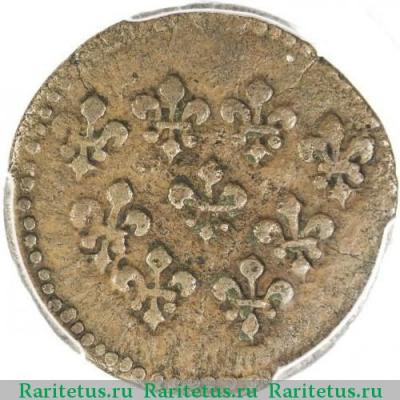 Реверс монеты 1/2 фанон (fanon) 1723 года   Французская Индия