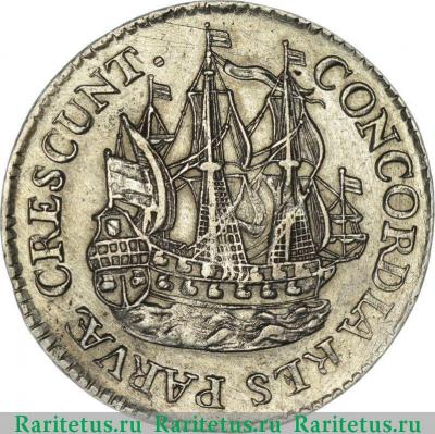 Реверс монеты 6 стюверов (stuivers, scheepjesschelling) 1764 года   Республика Соединённых провинций Нидерландов