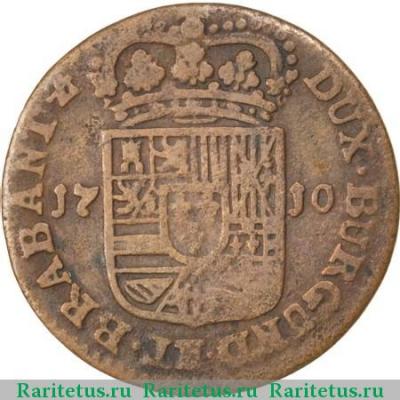 Реверс монеты лиард (liard) 1710 года   Испанские Нидерланды