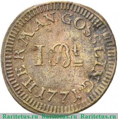 Реверс монеты 1 бит (bit) 1771 года   Синт-Эстатиус