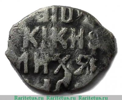 Реверс монеты денга Михаила Федоровича 1613-1645 годов  всадник вправо