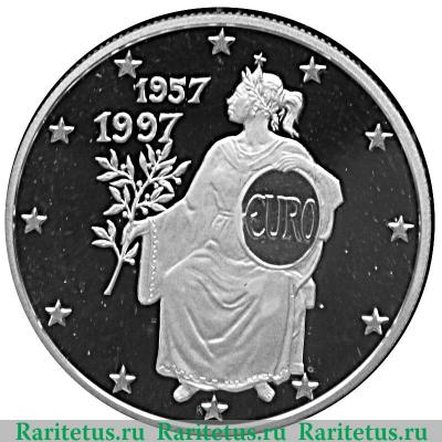 Реверс монеты 10 динеров 1997 года   Андорра