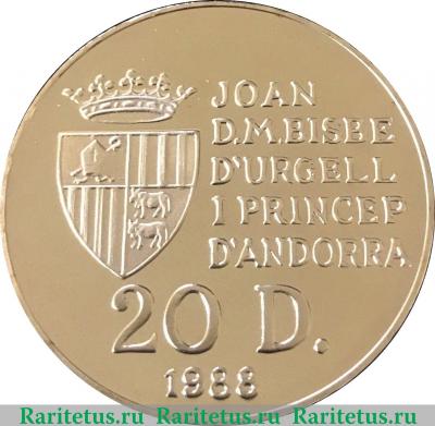 20 динеров 1988 года   Андорра