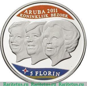 Реверс монеты 5 флоринов 2011 года   Аруба