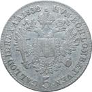 Реверс монеты 5 крейцеров 1832-1835 годов   Австрия