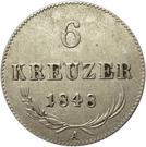 Реверс монеты 6 крейцеров 1848 года   Австрия