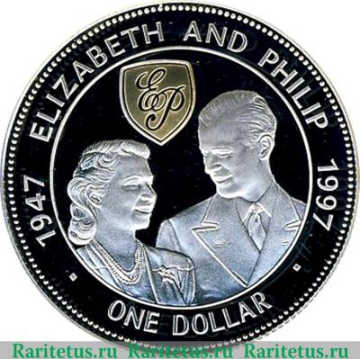 Реверс монеты 1 доллар 1997 года   Барбадос