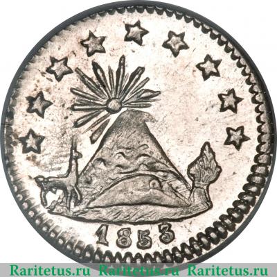Реверс монеты ¼ суэльдо 1853 года   Боливия