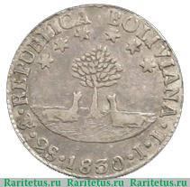 Реверс монеты 2 суэльдо 1830-1831 годов   Боливия