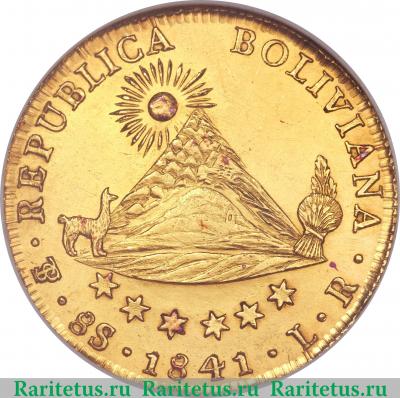 Реверс монеты 8 скудо 1841-1847 годов   Боливия