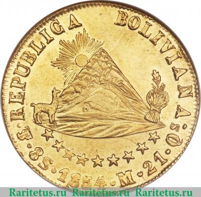 Реверс монеты 8 скудо 1852-1857 годов   Боливия