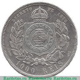 Реверс монеты 1000 рейсов 1876-1889 годов   Бразилия