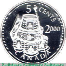 Реверс монеты 5 центов 2000 года   Канада