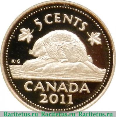 Реверс монеты 5 центов 2004-2011 годов   Канада