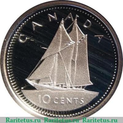 Реверс монеты 10 центов 2002 года   Канада