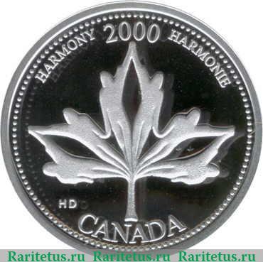 Реверс монеты 25 центов 2000 года   Канада