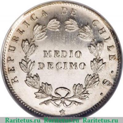 Реверс монеты ½ десимо 1860-1862 годов   Чили