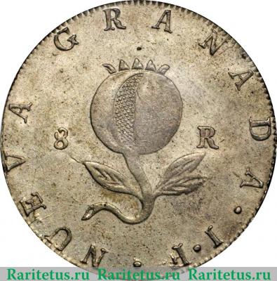 Реверс монеты 8 реалов 1819-1821 годов   Колумбия