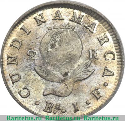 Реверс монеты 2 реала 1820-1823 годов   Колумбия
