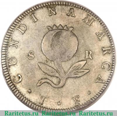 Реверс монеты 8 реалов 1820-1821 годов   Колумбия