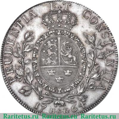 Реверс монеты 1 спесие далер 1764 года   Дания
