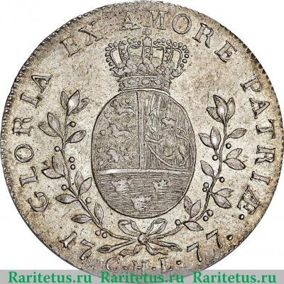 Реверс монеты 1 спесие далер 1777 года   Дания
