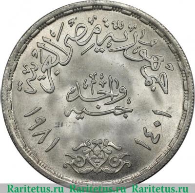 Реверс монеты 1 фунт 1981 года   Египет