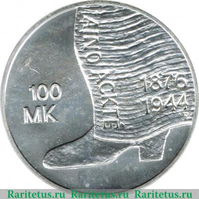 Реверс монеты 100 марок 2001 года   Финляндия