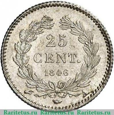 Реверс монеты 25 сантимов 1845-1848 годов   Франция