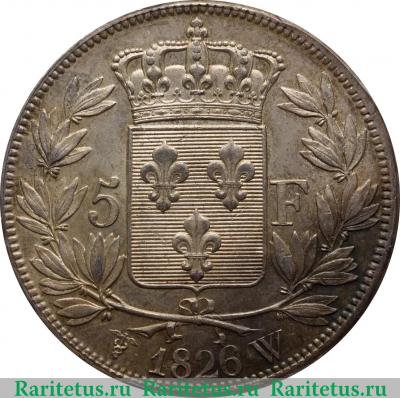 Реверс монеты 5 франков 1824-1826 годов   Франция
