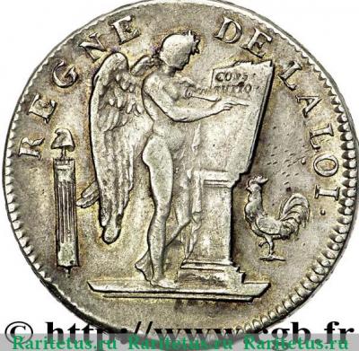 Реверс монеты 6 ливров 1793 года   Франция