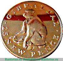 Реверс монеты 25 новых пенсов 1971 года   Гибралтар
