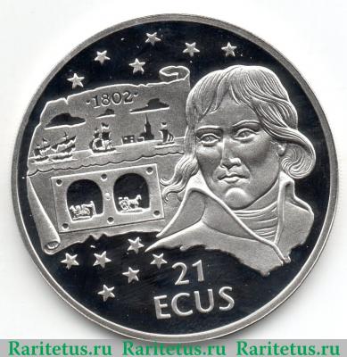 Реверс монеты 21 ЭКЮ 1993 года   Гибралтар
