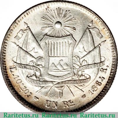 Реверс монеты 1 реал 1861-1865 годов   Гватемала