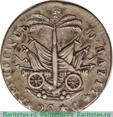 Реверс монеты 25 сантимов 1817 года   Гаити