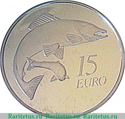 Реверс монеты 15 евро 2011 года   Ирландия