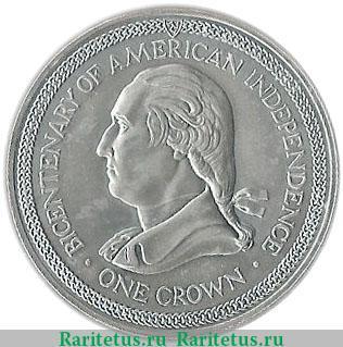 Реверс монеты 1 крона 1976 года   Остров Мэн