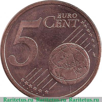 Реверс монеты 5 евроцентов 2014-2018 годов   Андорра