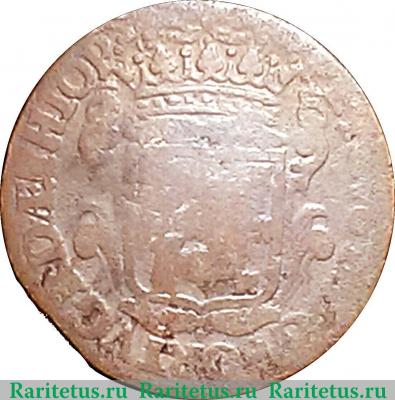 Реверс монеты 20 рейсов 1694-1699 годов   Ангола