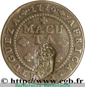 Реверс монеты ½ макуты 1762-1771 годов   Ангола