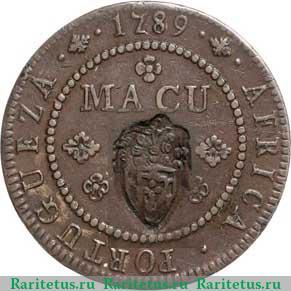 Реверс монеты 2 макуты 1789 года   Ангола