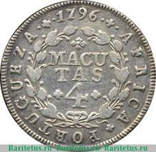 Реверс монеты 4 макуты 1789-1796 годов   Ангола