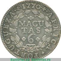 Реверс монеты 6 макуты 1762-1770 годов   Ангола